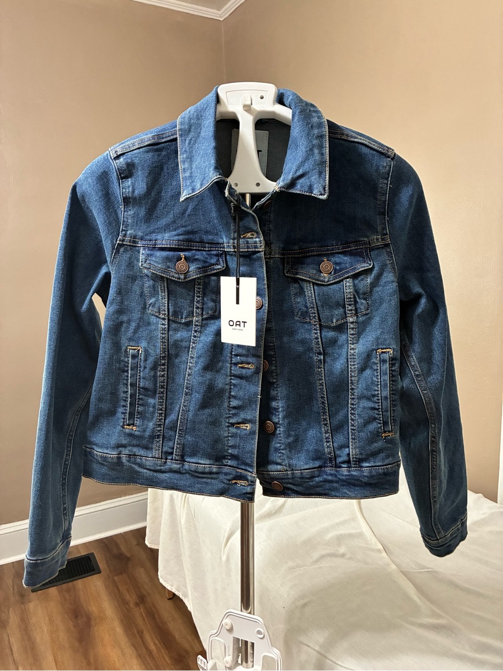 Oat New York Denim Trucker Jean Jacket Dark Wash Size Small New  With Tags